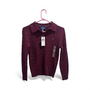 Polo Ralph Lauren Burgundy Cable Knit Sweater